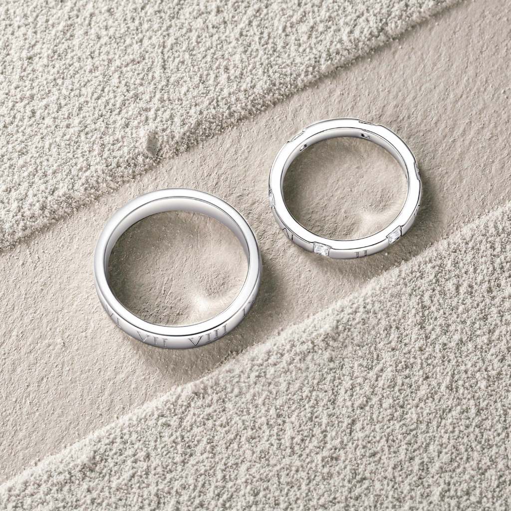 FanciMe "Thời La Mã" Cặp đôi hứa hẹn Nhẫn bạc Sterling Quà tặng ngày lễ tình nhân