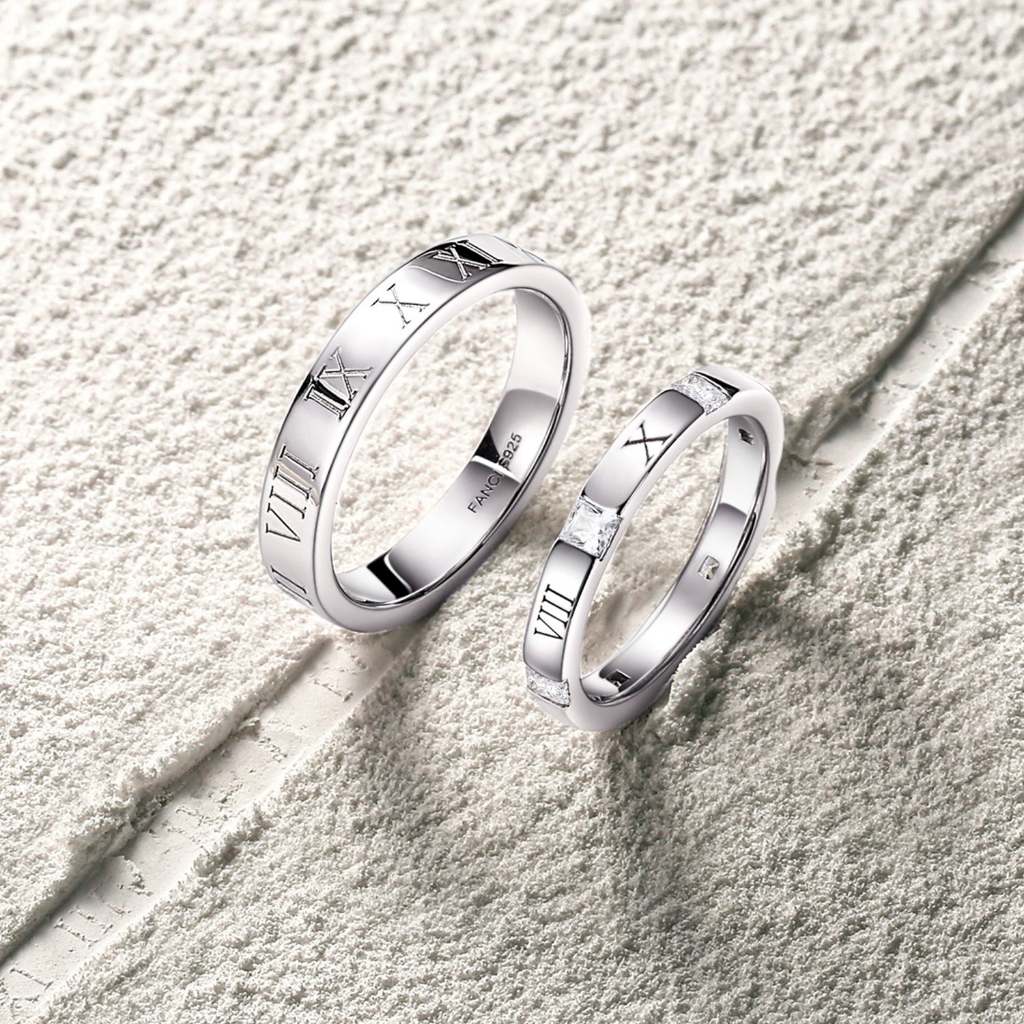 FanciMe "Thời La Mã" Cặp đôi hứa hẹn Nhẫn bạc Sterling Quà tặng ngày lễ tình nhân