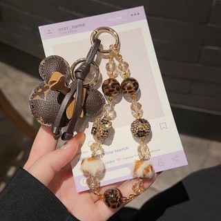 Dây buộc điện thoại di động Dây ngắn cổ tay DIY Handmade Chanel Phong cách Mickey Crystal Đính cườm Chuỗi chống thất lạc