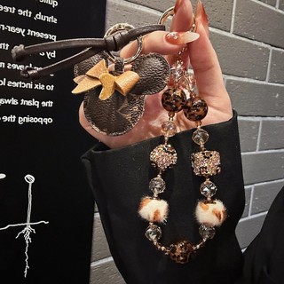 Dây buộc điện thoại di động Dây ngắn cổ tay DIY Handmade Chanel Phong cách Mickey Crystal Đính cườm Chuỗi chống thất lạc