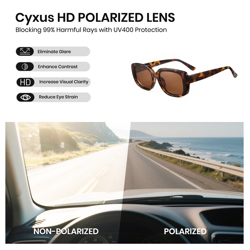 Cyxus Kính Râm Phân Cực UV400 Gọng Butterfly Thời Trang Cho Nam Nữ Chống Lóa Lái Xe Đi Biển P1600
