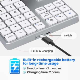 35 Phím Bàn Phím Dual Bluetooth Không Dây Số Pad 2 4G Sạc Mỏng Bàn Phím Cho PC iOS Android Bàn Phím Kỹ Thuật Số