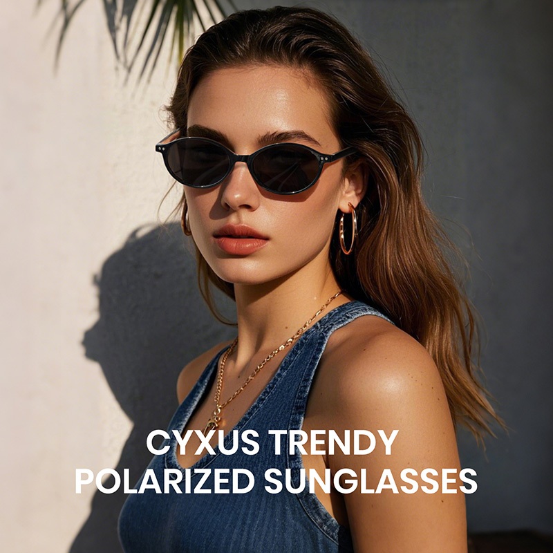 Cyxus Kính râm mắt mèo, kính râm phân cực, thời trang cao cấp, chống tia UV400, chất liệu TR90, chống chói, unisex, phù hợp cho lái xe, câu cá và du lịch P1595