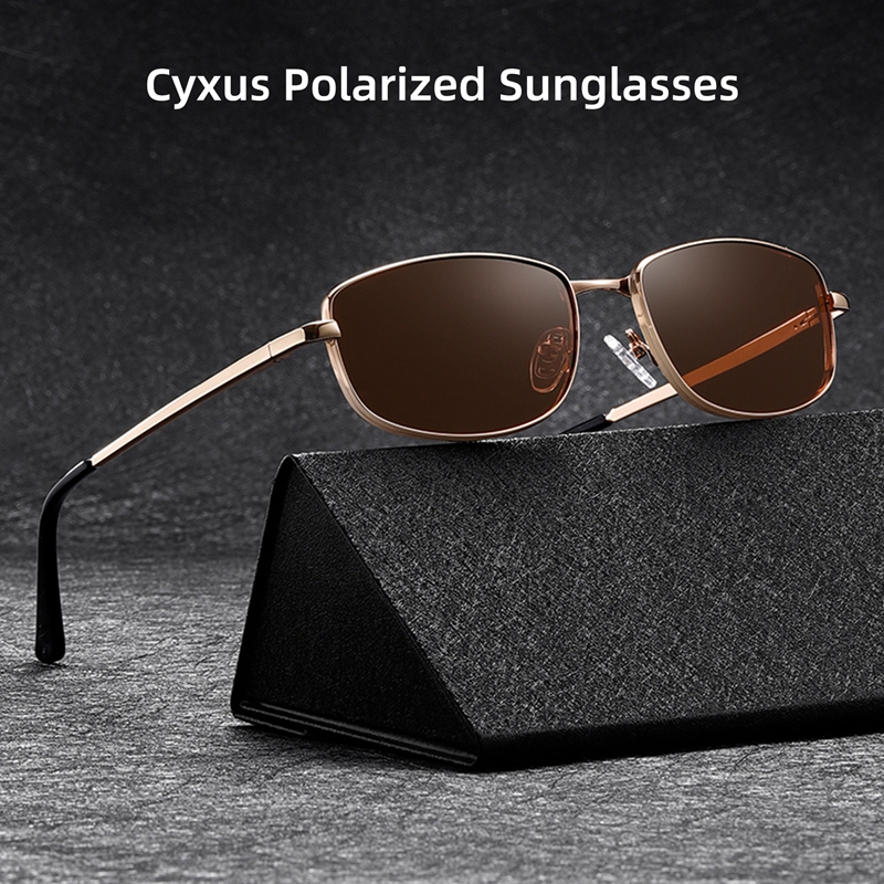 Cyxus Kính Râm Phân Cực Chống Tia UV400 Cho Nam Thiết Kế Gọng Vuông Nhỏ Đa Năng Đi Lái Xe Câu Cá P1587