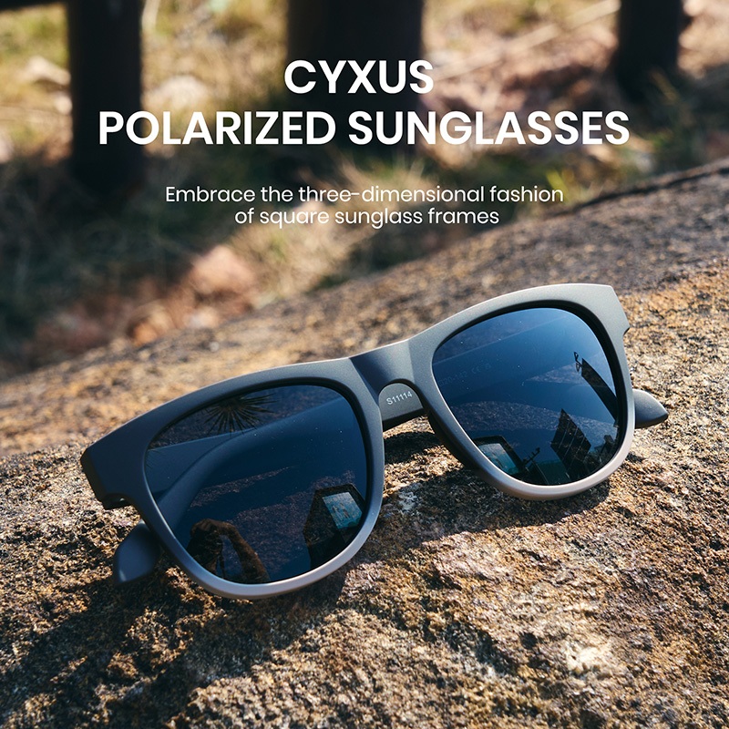 Cyxus Kính râm phân cực/Gọng vuông chống tia UV400/Chất liệu TR90/Dành cho cả nam và nữ, thích hợp cho du lịch P1586