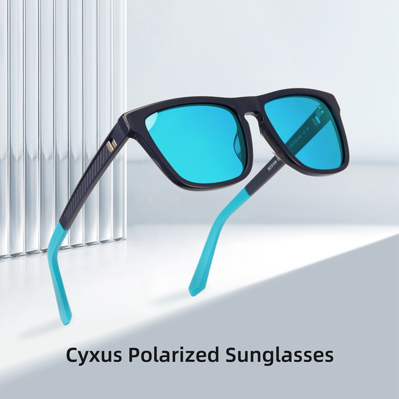 Cyxus Kính Mát Nam Phân Cực UV400 Gọng Vuông TR90 Pha Acetate Thời Trang Chống Lóa Chơi Golf Lái Xe P1579