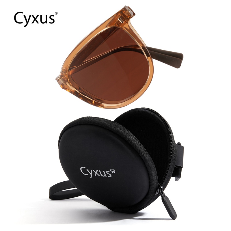 Cyxus Kính Mát Gấp Gọn Phân Cực UV400 Gọng Vuông TR90 Siêu Nhẹ Chống Lóa Tiện Lợi Đi Biển Lái Xe P1576