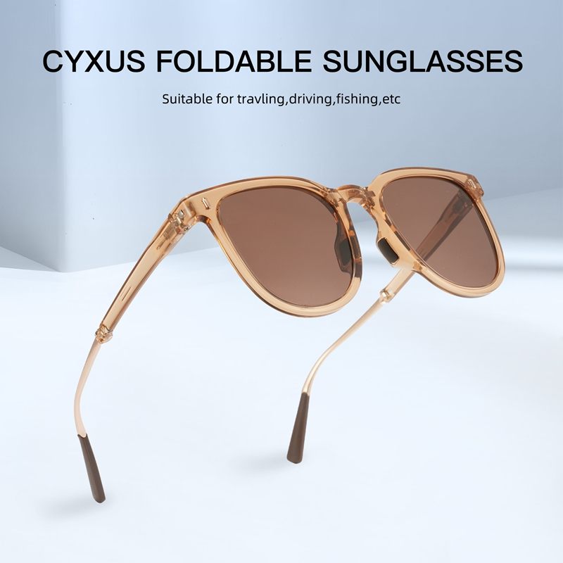 Cyxus Kính Mát Gấp Gọn Phân Cực UV400 Gọng Vuông TR90 Siêu Nhẹ Chống Lóa Tiện Lợi Đi Biển Lái Xe P1576