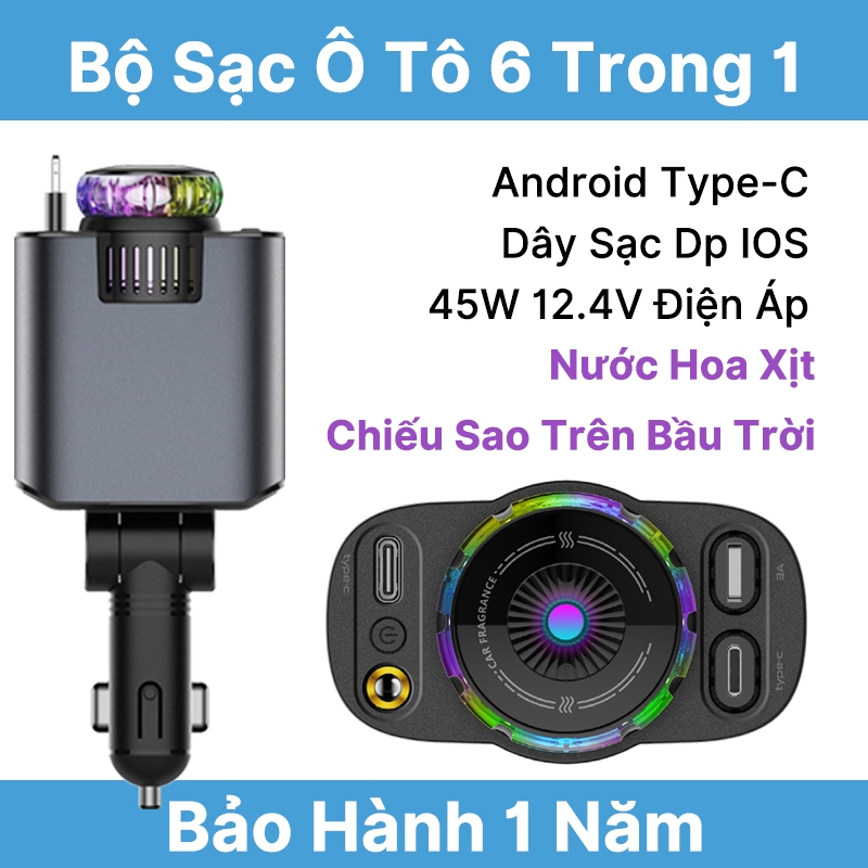 Sorf Tẩu Sạc Nhanh Ô Tô Hương Liệu Bầu Trời Đầy Sao 5 Trong 1  Loại Kính Thiên Văn 45W Usb-C Pd Qc Bộ Sạc Kép 180 Độ Có Thể Điều Chỉnh