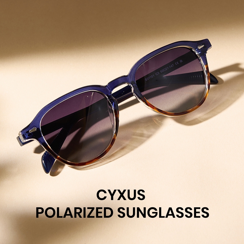 Cyxus Kính Mát Nam Nữ Phân Cực UV400 Gọng Tròn TR90 Siêu Nhẹ Chống Lóa Đi Biển Du Lịch Thời Trang P1554
