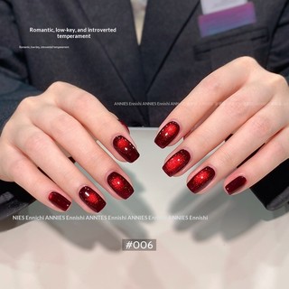 [ANNIES] Năm Mới Sơn Móng Tay Đỏ Mắt Mèo Hoa Hồng Series Phong Cách Mới Anh Đào Burgundy Mắt Mèo Làm Móng Tay