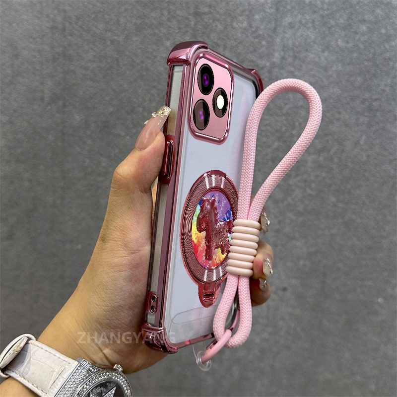 Ốp Lưng Cho infinix Nóng 30 Nóng 30i Nóng 30 Chơi Cao Cấp Mạ Điện Chống Rơi Vỏ Điện Thoại Thẩm Mỹ laser Ngựa Giá Đỡ Điện Thoại Miễn Phí Tinh Tế Treo Dây