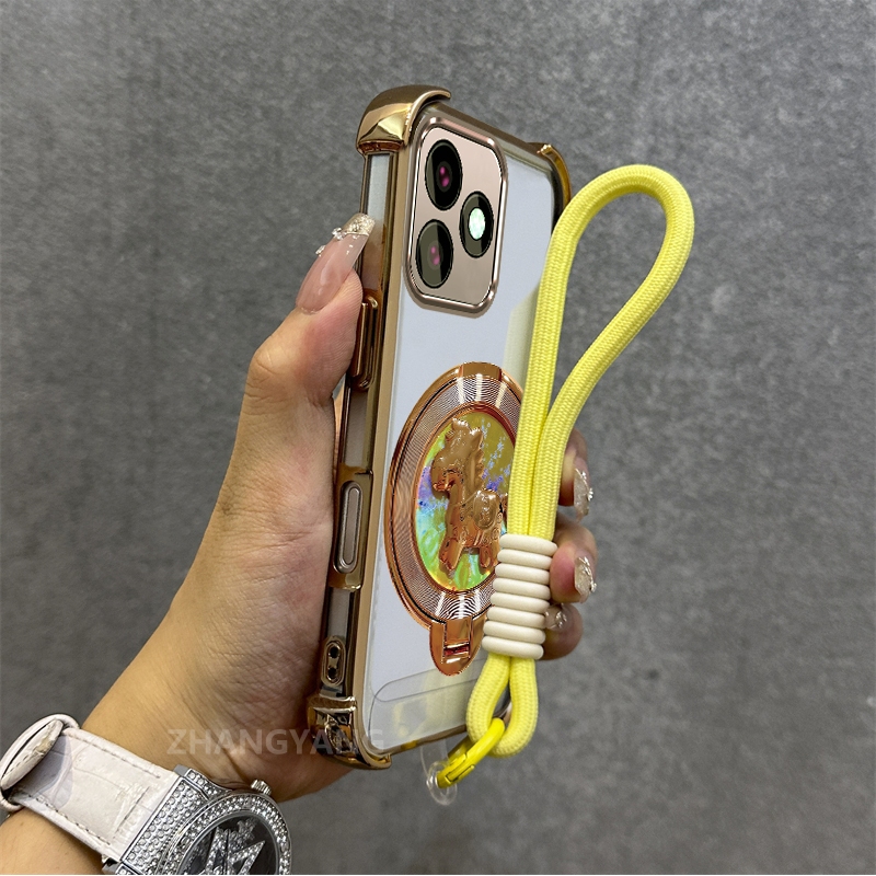 Ốp Lưng Cho infinix Nóng 30 Nóng 30i Nóng 30 Chơi Cao Cấp Mạ Điện Chống Rơi Vỏ Điện Thoại Thẩm Mỹ laser Ngựa Giá Đỡ Điện Thoại Miễn Phí Tinh Tế Treo Dây