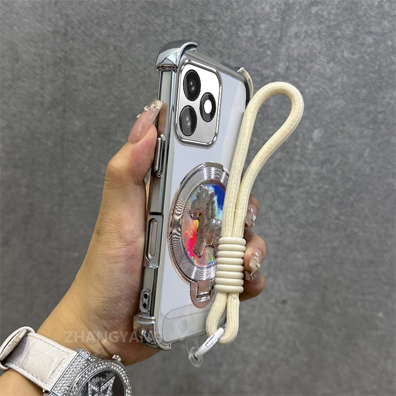Ốp Lưng Cho infinix Nóng 30 Nóng 30i Nóng 30 Chơi Cao Cấp Mạ Điện Chống Rơi Vỏ Điện Thoại Thẩm Mỹ laser Ngựa Giá Đỡ Điện Thoại Miễn Phí Tinh Tế Treo Dây