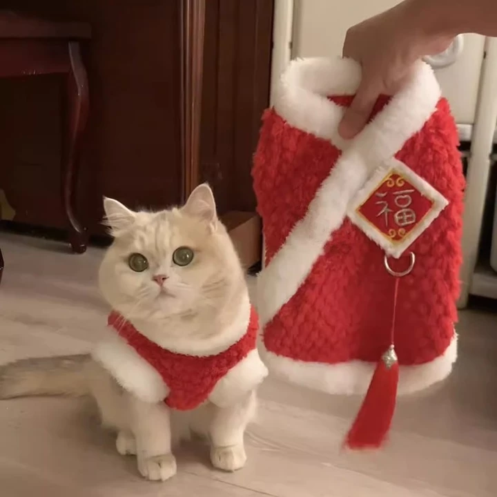 Năm Mới Sư Tử Đánh Thức Lông Cừu Ấm Áp Thú Cưng Chó Mèo Quần Áo Teddy Đường Phù Hợp Với Trung Quốc Năm Mới Quần Áo Cho Chó Đồ Cho Chó Đầm Mèo