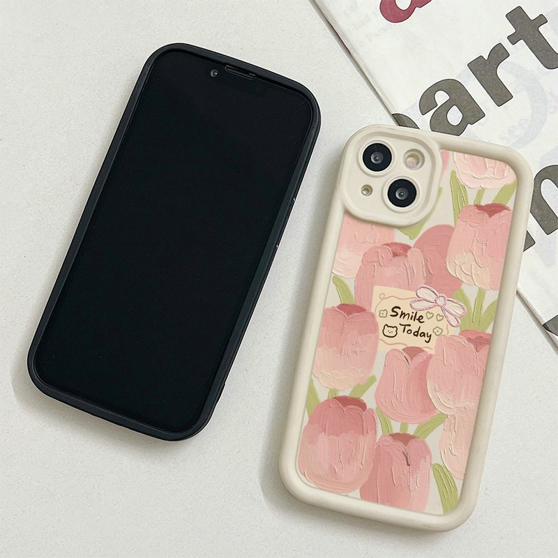 Ốp Lưng Cho Samsung Galaxy S25 S24 S23 S22 S21 S20 Plus Ultra FE M55 M54 M51 A56 A55 A54 A53 A52 A51 A50 A73 A72 A71 Hình Bầu Dục Mắt Lớn Mềm Ốp Lưng Điện Thoại Motif Jasmine Và Tulip
