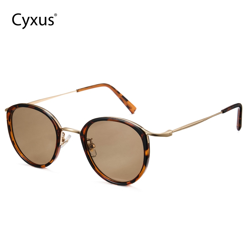 Cyxus Kính Mát Thời Trang Y2K Retro Phân Cực Cho Nam Nữ Gọng Tròn Kim Loại UV400 Đa Năng Thể Thao P1329