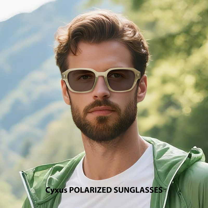 Cyxus Kính Mát Nam Phân Cực UV400 Gọng Vuông TR90 Siêu Nhẹ Thời Trang Chống Lóa Đi Chơi Ngoài Trời P1325