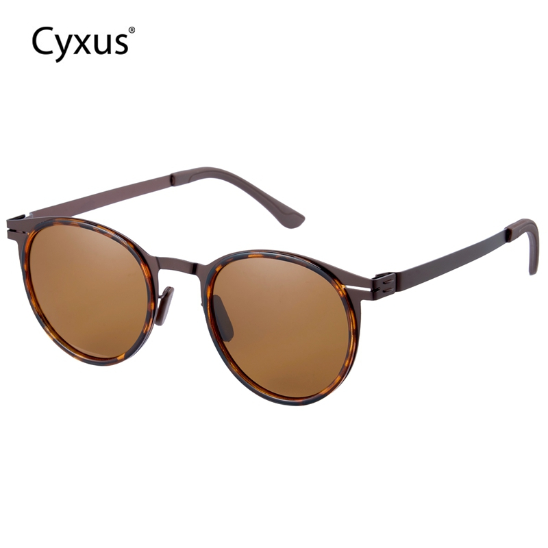 Cyxus Kính Mát Nam Phân Cực UV400 Gọng Tròn Pha Thép Không Gỉ Siêu Nhẹ Bền Bỉ Thời Trang Thể Thao P1320