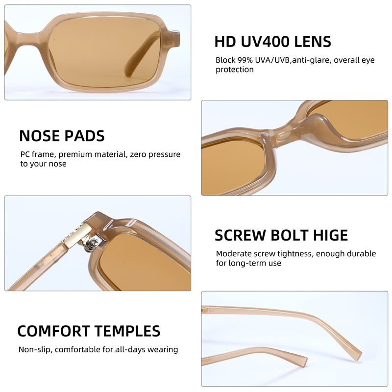Cyxus Kính Mát Nam Nữ Phong Cách Âu Mỹ Gọng Vuông Nhỏ Thanh Mảnh Phân Cực UV400 Thời Trang Chống Lóa Đa Năng P1318