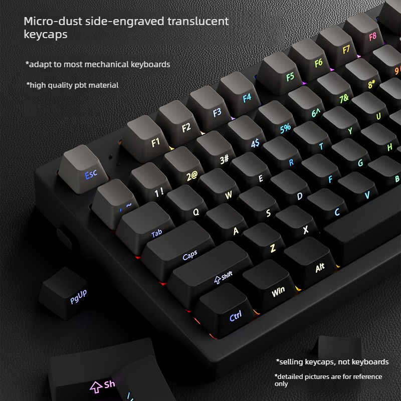 Bộ Keycaps PBT Bụi Mịn Màu Xám Gardient Mặt Trước In Bóng Qua Chất Liệu PBT Doubleshot Cho 66 / 75 / 87 / 98 / 104 / 108 Bàn Phím Cơ | BigBuy360 - bigbuy360.vn