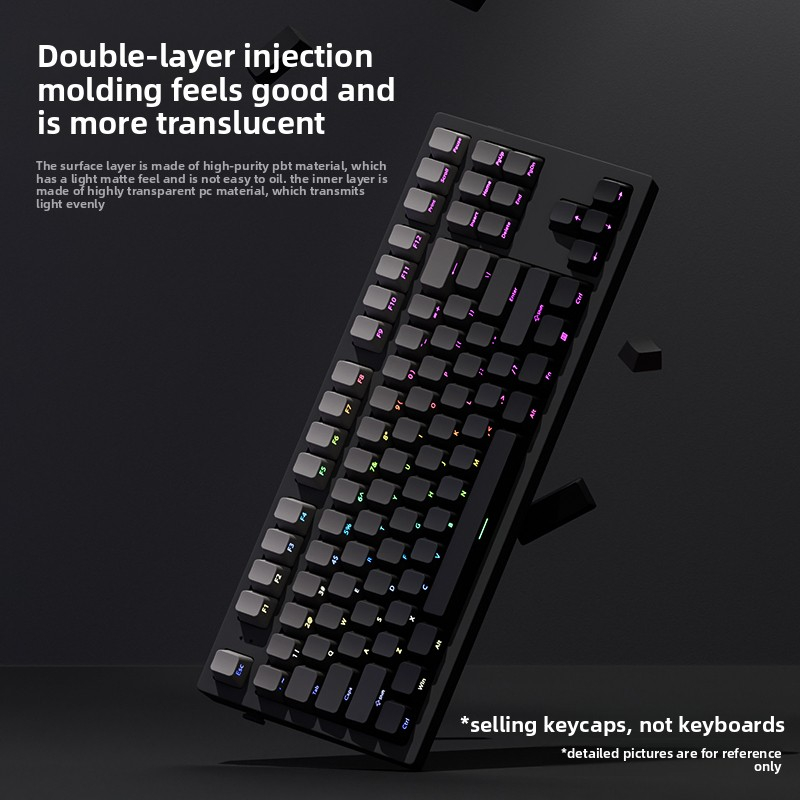 Bộ Keycaps PBT Bụi Mịn Màu Xám Gardient Mặt Trước In Bóng Qua Chất Liệu PBT Doubleshot Cho 66 / 75 / 87 / 98 / 104 / 108 Bàn Phím Cơ | BigBuy360 - bigbuy360.vn