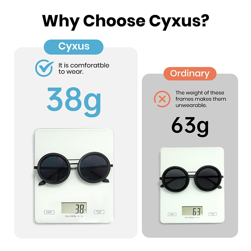 CyxusKính râm phân cực / Điều chỉnh độ sáng từ 1-9 cấp độ / Kính râm thời trang mới / Chống tia UV400 / Gọng tròn / Đa năng và thời trang, hoàn toàn đáp ứng nhu cầu của nam giới. P1299