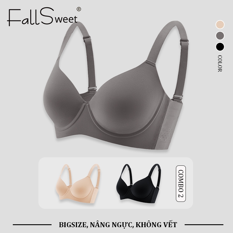 FallSweet 2 Chiếc Bigsize Liền Mạch Áo Ngực Cho Nữ Có Vòng Thép Đẩy Lên Brassiere Chống Chảy xệ Điều Khiển Đồ Lót