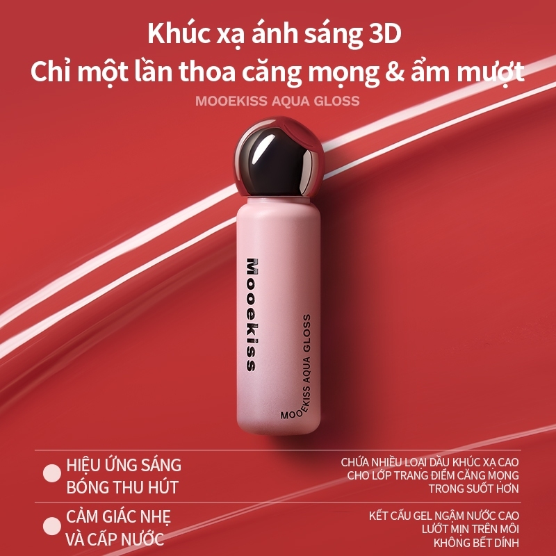 Mooekiss cảm giác dung dịch son bóng sảng khoái và bóng trong suốt