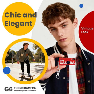 G6 Mini Retro Thumb Keychain Camera 1080P HD 0,96 'Inch Máy quay ảnh kỹ thuật số Hỗ trợ thẻ TF Máy ghi video với đèn pin