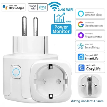 Bộ chuyển đổi ổ cắm thông minh EU 16A AC100-240V Wifi Ổ cắm điện thông minh Alexa Google Home Điều khiển bằng giọng nói Tuy nhiên Ứng dụng cuộc sống thông minh
