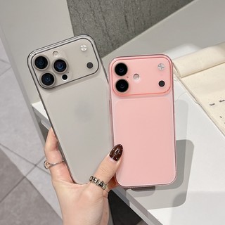 Vỏ điện thoại phim ống kính tự động siêu mỏng màu hồng mờ chống vàng bán trong suốt phù hợp cho iPhone 11 12 13 14 15 16 17 Pro Max bao gồm tất cả vỏ mềm silicon chống rơi