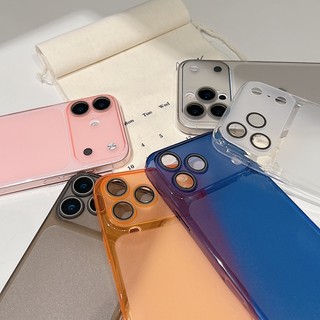 Siêu mỏng mờ màu cam TPU chống vàng bán trong suốt có vỏ điện thoại phim ống kính tích hợp phù hợp cho iPhone 11 12 13 14 15 16 17 Pro Max bao gồm tất cả vỏ mềm chống rơi