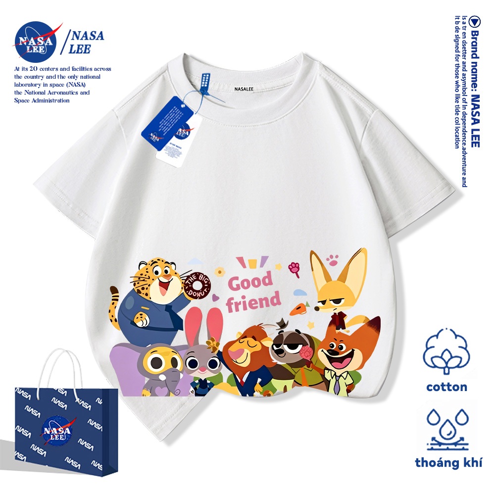 💥Xu hướng hot 2026💥 Áo thun trẻ em NASA họa tiết Thành Phố Loài Vật — Chất liệu cotton — Unisex — Giao hàng ngay