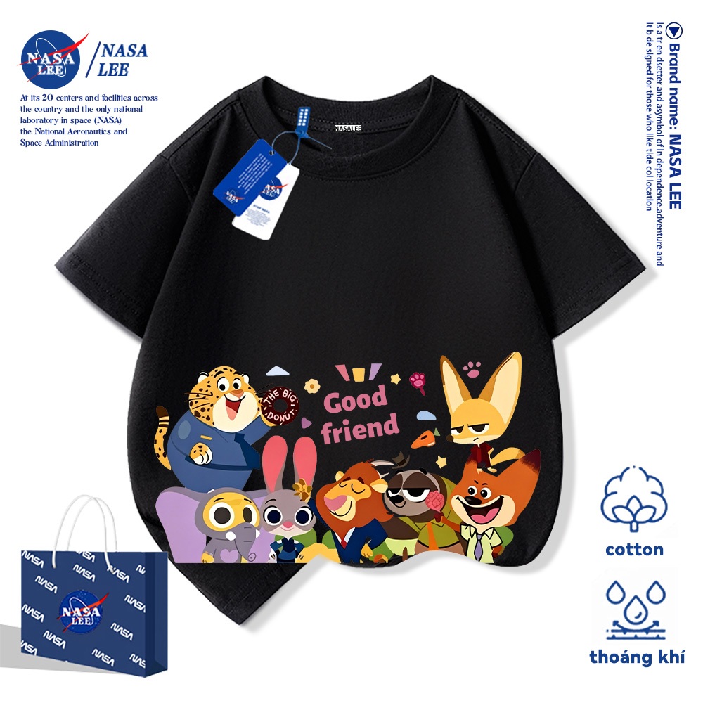 💥Xu hướng hot 2026💥 Áo thun trẻ em NASA họa tiết Thành Phố Loài Vật — Chất liệu cotton — Unisex — Giao hàng ngay