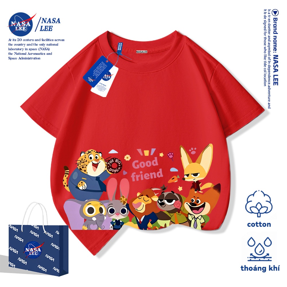 💥Xu hướng hot 2026💥 Áo thun trẻ em NASA họa tiết Thành Phố Loài Vật — Chất liệu cotton — Unisex — Giao hàng ngay