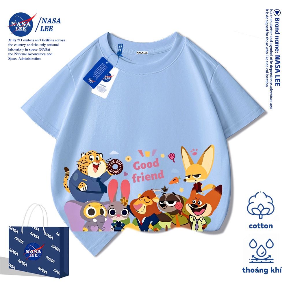 💥Xu hướng hot 2026💥 Áo thun trẻ em NASA họa tiết Thành Phố Loài Vật — Chất liệu cotton — Unisex — Giao hàng ngay