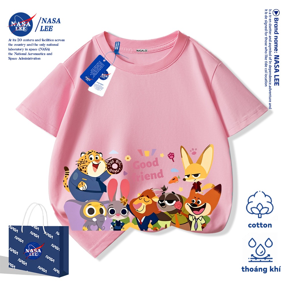 💥Xu hướng hot 2026💥 Áo thun trẻ em NASA họa tiết Thành Phố Loài Vật — Chất liệu cotton — Unisex — Giao hàng ngay