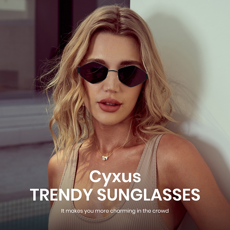 Cyxus Kính Mát Thời Trang Phân Cực UV400 Gọng Đa Giác Thép Không Gỉ Siêu Bền Chống Lóa Đi Biển Lái Xe P1188
