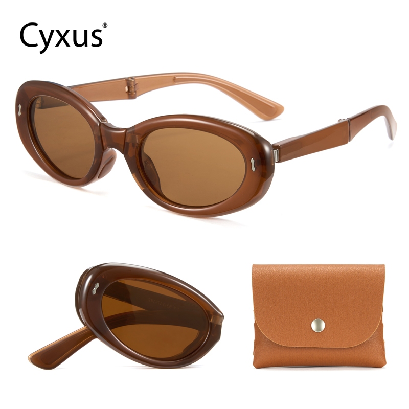 Cyxus Kính Mát Gấp Gọn Phong Cách Retro Phân Cực UV400 Gọng Oval Cho Nam Nữ Chống Lóa Đi Biển Lái Xe P1182
