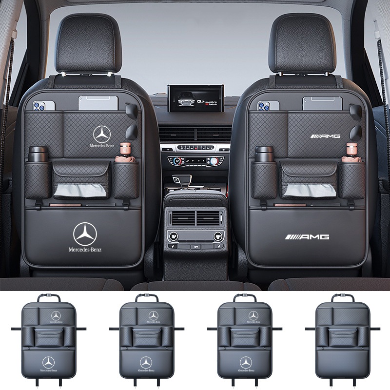Mercedes Benz Da Ô Tô Đa Năng Túi Bảo Quản Khăn Giấy Hộp Đựng Cốc Nước Ghế Sau Chống Đá Miếng Lót A Cấp C Cấp E Cấp S AMG GLA GLB GLC GLE GLS EQA EQB EQC EQE