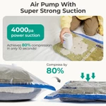 BAGSMART Túi Bảo Quản Chân Không Cho Du Lịch Với Máy Bơm Không Khí Sạc 21 Gói Túi Tiết Kiệm Không Gian Di Động Cho Du Lịch & Gia Đình Hút Chân Không Nén Túi Cho Quần Áo Chăn Duvets — ảnh 3