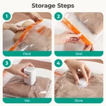 BAGSMART Túi Bảo Quản Chân Không Cho Du Lịch Với Máy Bơm Không Khí Sạc 21 Gói Túi Tiết Kiệm Không Gian Di Động Cho Du Lịch & Gia Đình Hút Chân Không Nén Túi Cho Quần Áo Chăn Duvets — ảnh 5