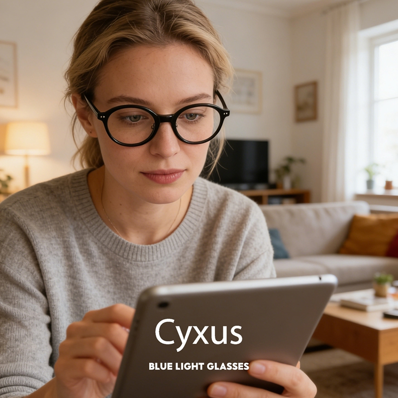 Cyxus Kính Chống Ánh Sáng Xanh Cho Nữ Gọng Oval Acetate Giảm Mỏi Mắt Bảo Vệ Mắt Chống Tia UV400 8348