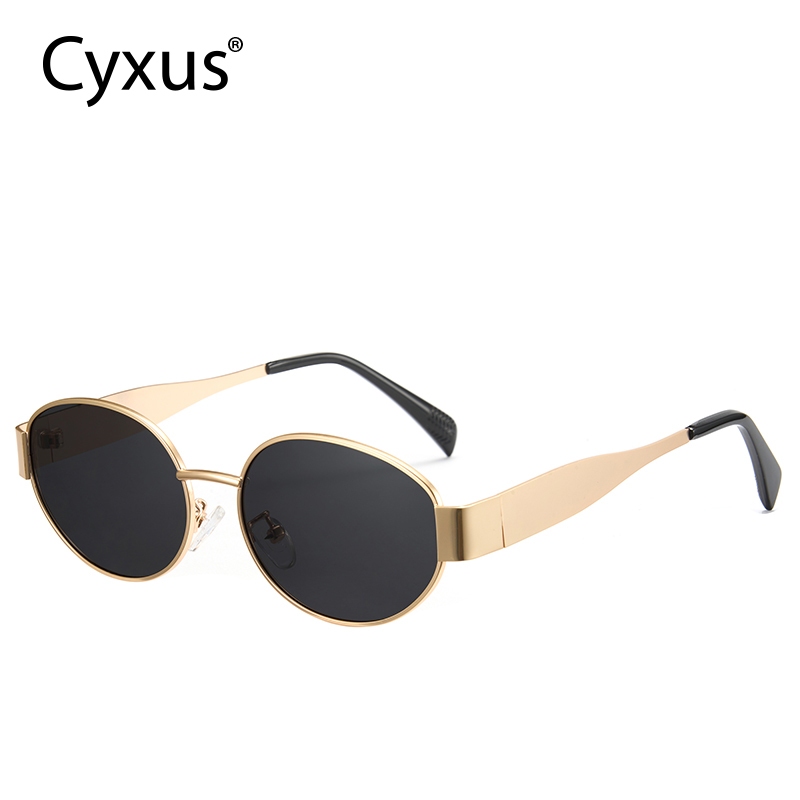 Cyxus Kính Mát Nam Nữ Phân Cực UV400 Gọng Oval Thép Không Gỉ Chống Lóa Đi Biển Lái Xe Thời Trang P1165