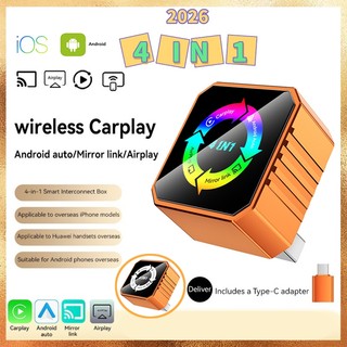 Bộ chuyển đổi Carplay không dây 4in1 Airplay / Mirror Link / Android Auto / Carplay AI Box USB Dongle có dây sang hệ thống ô tô thông minh không dây