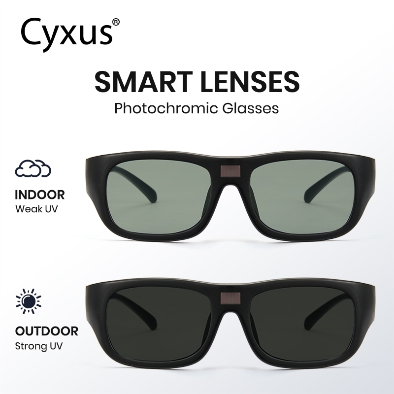 Cyxus Kính Mát Đổi Màu Thông Minh 0.1 Giây Phân Cực Chống Ánh Sáng Xanh & UV400 Gọng TR90 Vuông Cho Nam Nữ P1153
