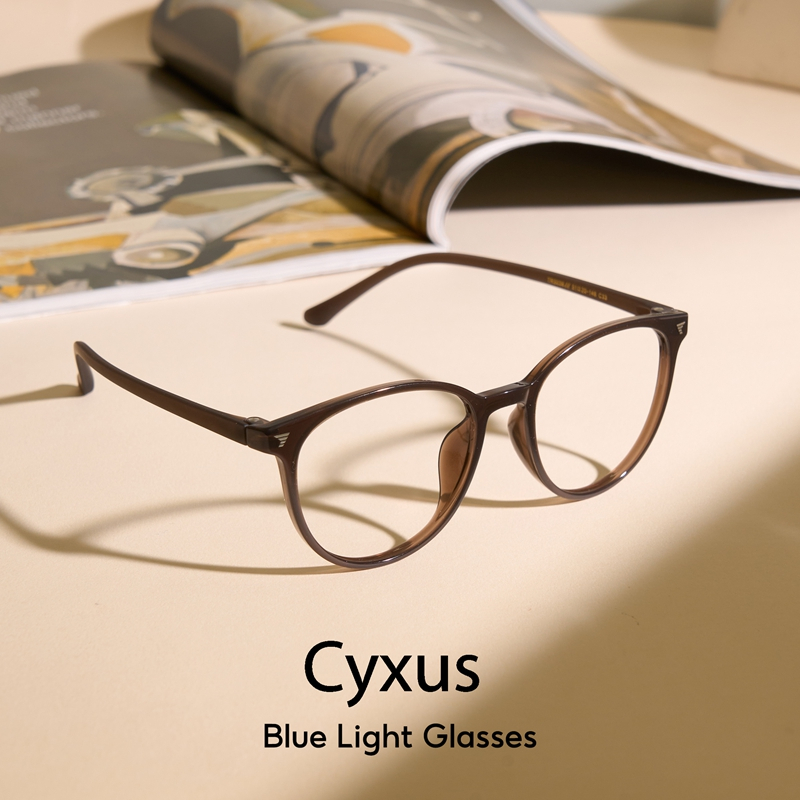 Cyxus Kính Chống Ánh Sáng Xanh Unisex Gọng Tròn TR90 Nhẹ Chống Đau Nửa Đầu Giảm Mỏi Mắt Cho Dân Văn Phòng Và Học Tập 8350