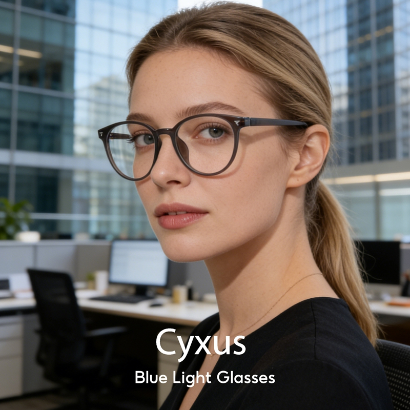 Cyxus Kính Chống Ánh Sáng Xanh Unisex Gọng Tròn TR90 Nhẹ Chống Đau Nửa Đầu Giảm Mỏi Mắt Cho Dân Văn Phòng Và Học Tập 8350