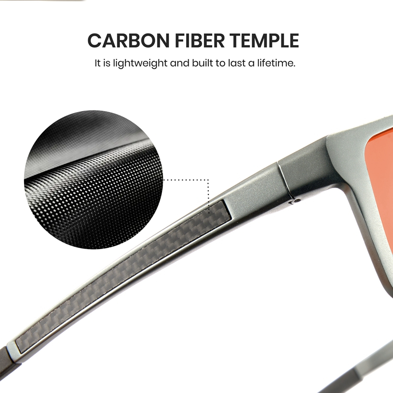 Cyxus Kính Mát Nam Nữ Phân Cực UV400 Gọng Vuông Sợi Carbon Siêu Nhẹ Chống Lóa Đi Biển Lái Xe P1139